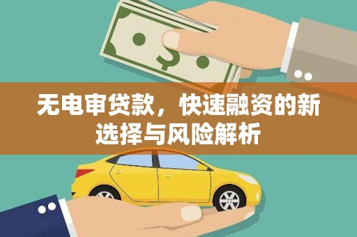 福清无电审贷款，快速融资的新选择与风险解析
