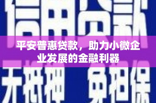福清平安普惠贷款，助力小微企业发展的金融利器